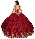 Applique Glitter Ball Gown by Cinderella Couture 8024J
