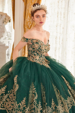 Schulterfreies Ballkleid mit Glitzerapplikation von Ladivine 15705