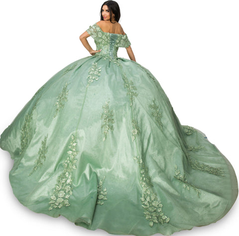 Schulterfreies Ballkleid mit Applikation von Cinderella Couture 8045J
