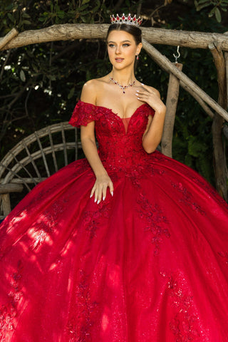 Schulterfreies Ballkleid mit Applikation von Cinderella Couture 8045J