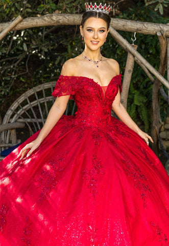Schulterfreies Ballkleid mit Applikation von Cinderella Couture 8045J