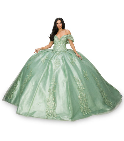Schulterfreies Ballkleid mit Applikation von Cinderella Couture 8045J