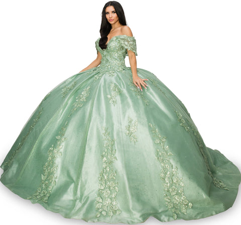 Schulterfreies Ballkleid mit Applikation von Cinderella Couture 8045J