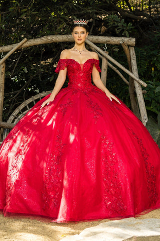 Schulterfreies Ballkleid mit Applikation von Cinderella Couture 8045J