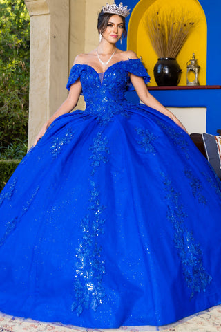 Schulterfreies Ballkleid mit Applikation von Cinderella Couture 8045J