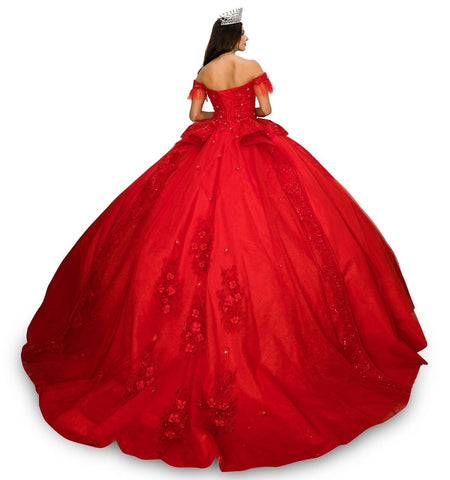 Schulterfreies Ballkleid mit Applikation von Cinderella Couture 8055J