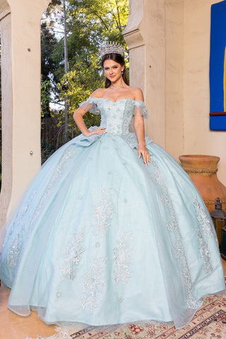 Schulterfreies Ballkleid mit Applikation von Cinderella Couture 8055J