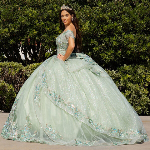 Schulterfreies Ballkleid mit Applikation von Cinderella Couture 8089J