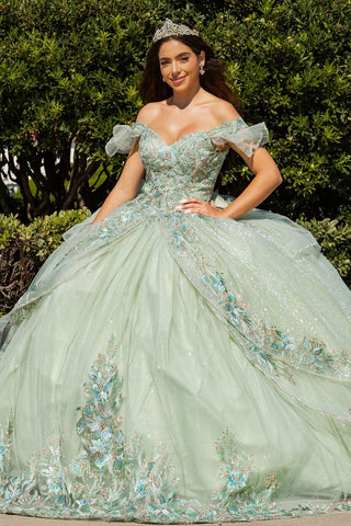 Schulterfreies Ballkleid mit Applikation von Cinderella Couture 8089J