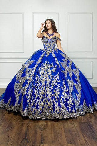 Ballkleid mit schulterfreiem Korsett und Applikation von Petite Adele PQ1055