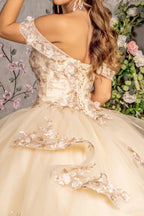 Applique Off Shoulder Layered Ball Gown by GLS Gloria GL3240