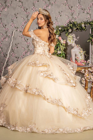 Schulterfreies Ballkleid mit Applikationen und Lagendesign von GLS Gloria GL3240