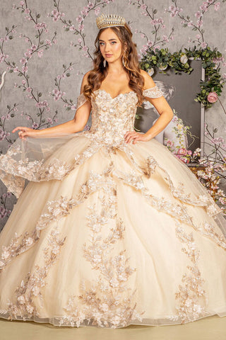 Schulterfreies Ballkleid mit Applikationen und Lagendesign von GLS Gloria GL3240