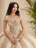 Applique Off Shoulder Quinceanera Dress by Fiesta Gowns 56400