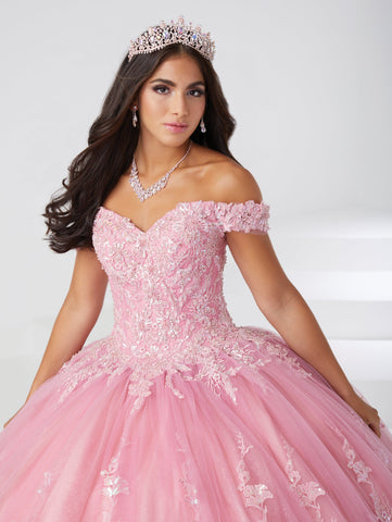 Schulterfreies Quinceanera-Kleid mit Applikation von Fiesta Gowns 56462