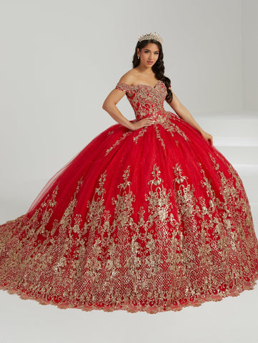 Schulterfreies Quinceanera-Kleid mit Applikation von Fiesta Gowns 56486