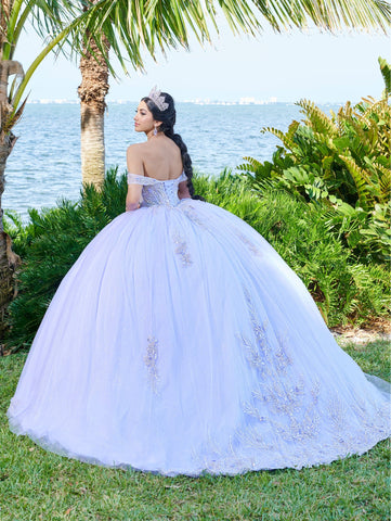 Schulterfreies Quinceanera-Kleid mit Applikation von Fiesta Gowns 56493
