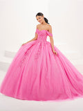 Schulterfreies Quinceanera-Kleid mit Applikation von Fiesta Gowns 56507