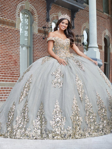 Schulterfreies Quinceanera-Kleid mit Applikation von House of Wu 26042