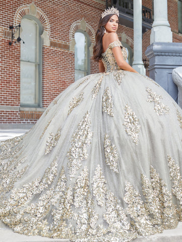 Schulterfreies Quinceanera-Kleid mit Applikation von House of Wu 26042