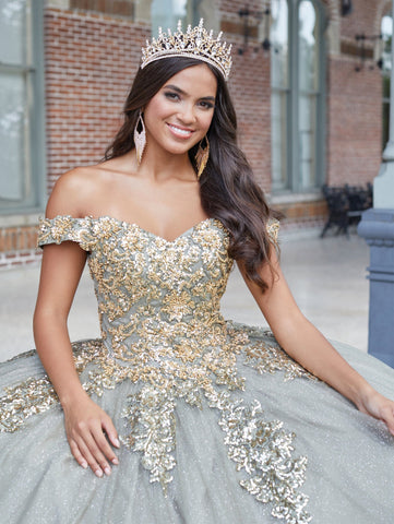 Schulterfreies Quinceanera-Kleid mit Applikation von House of Wu 26042