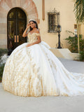 Schulterfreies Quinceanera-Kleid mit Applikation von House of Wu 26060