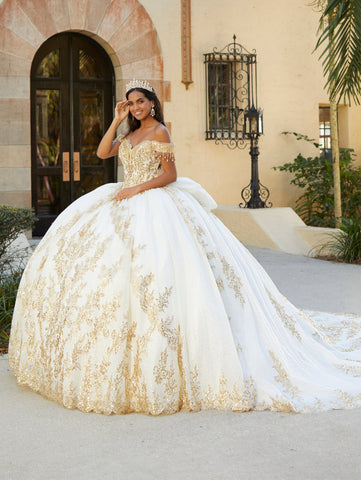Schulterfreies Quinceanera-Kleid mit Applikation von House of Wu 26060