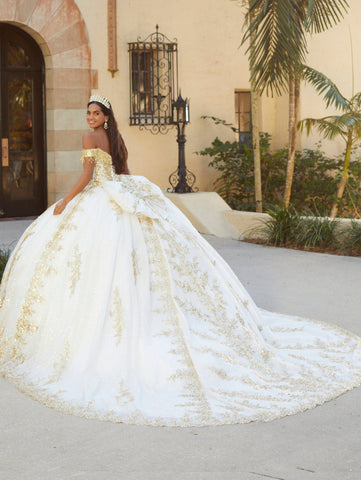Schulterfreies Quinceanera-Kleid mit Applikation von House of Wu 26060