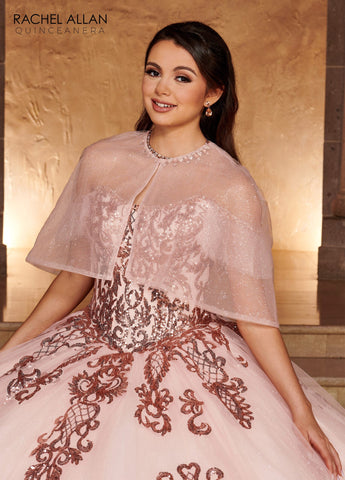 Schulterfreies Quinceanera-Kleid mit Applikation von Rachel Allan RQ2166