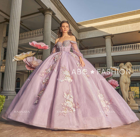 Schulterfreies Quinceanera-Kleid mit Applikation von Ragazza EV36-636