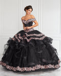 Applique Spalla Scoperta Abito da Quinceanera a Strati di LA Glitter 24062