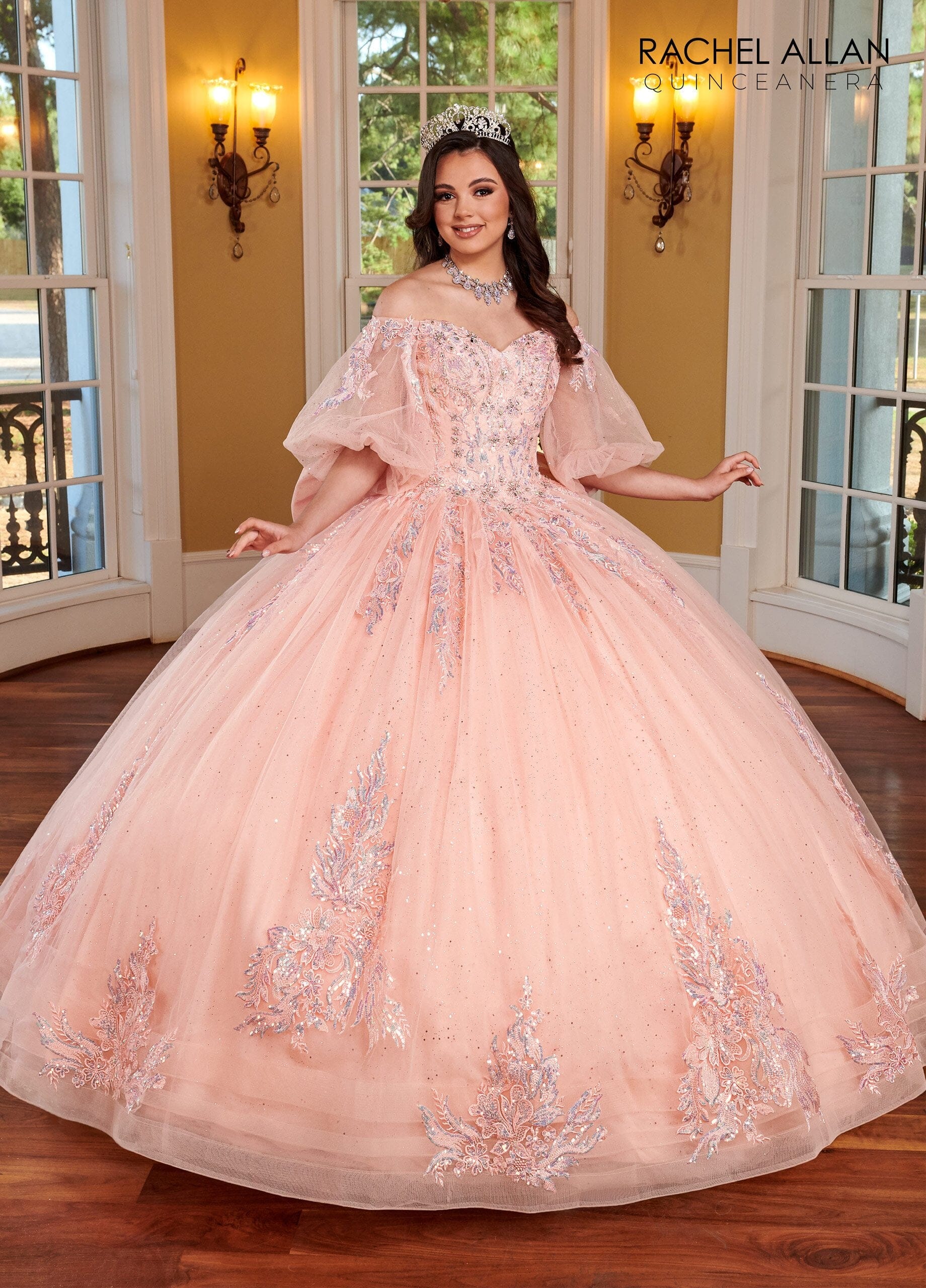 Applique Puff Sleeve Quinceanera Dress by Rachel Allan RQ1110