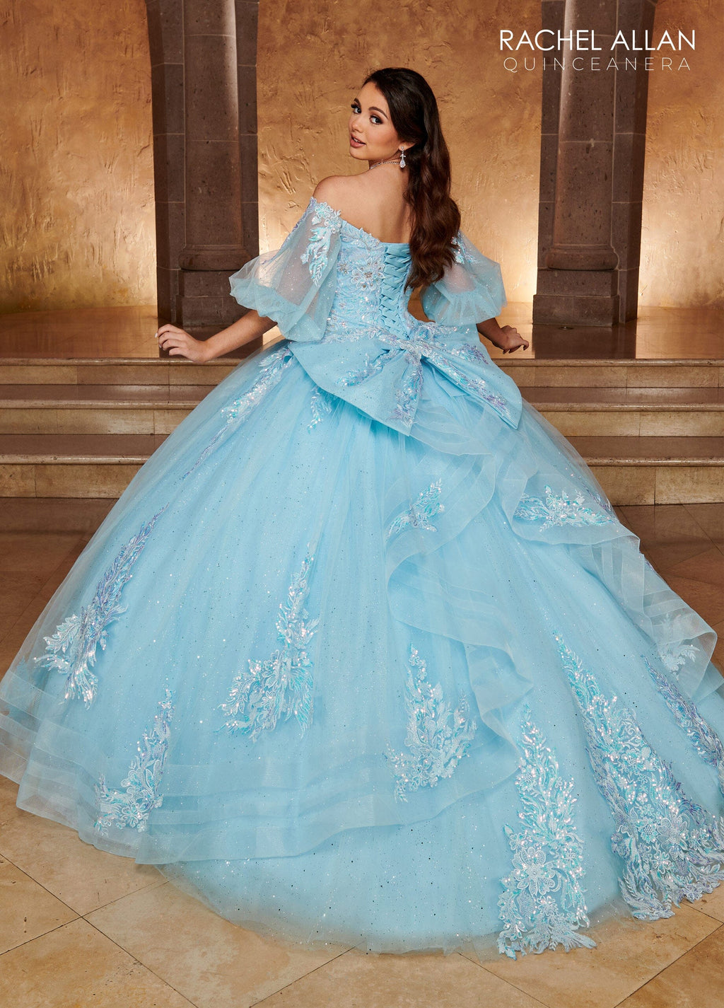 Applique Puff Sleeve Quinceanera Dress by Rachel Allan RQ1110