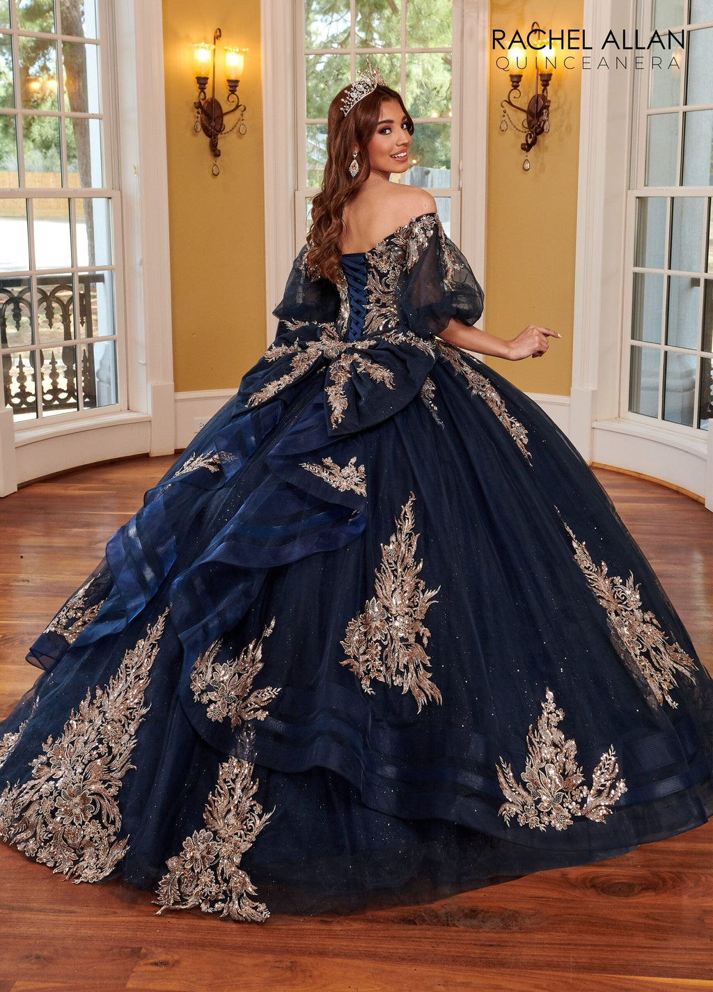 Applique Puff Sleeve Quinceanera Dress by Rachel Allan RQ1110