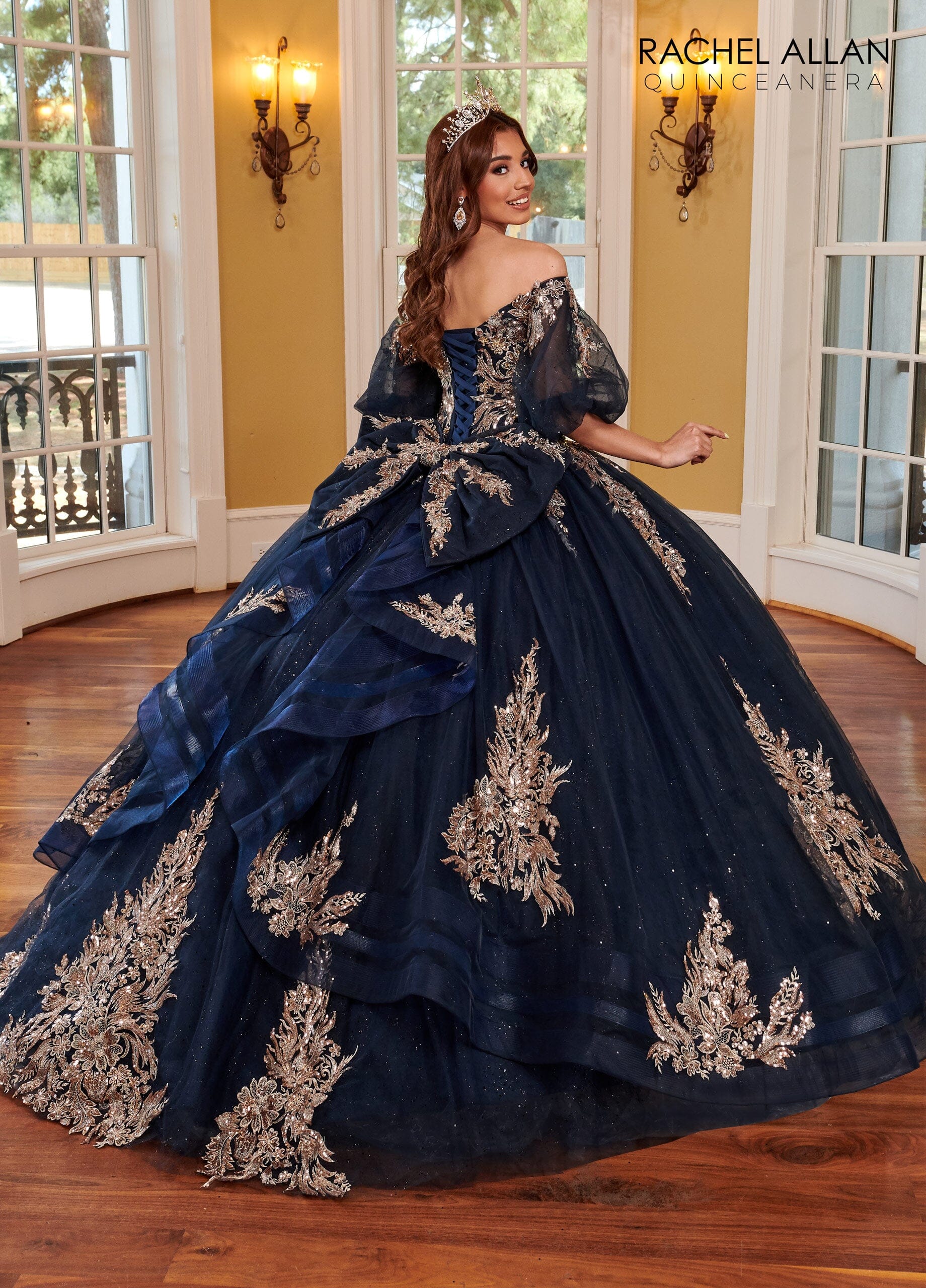 Applique Puff Sleeve Quinceanera Dress by Rachel Allan RQ1110