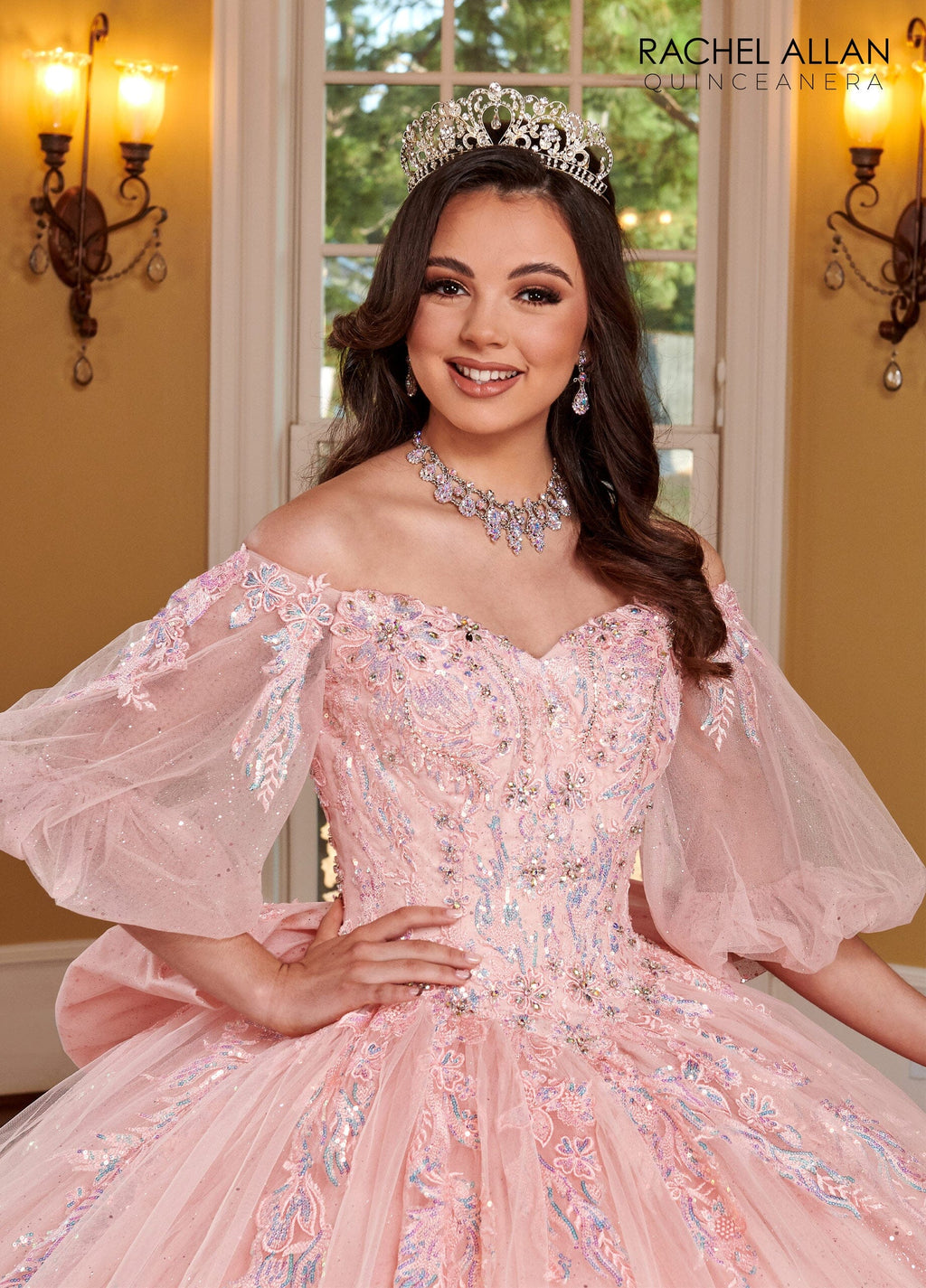 Applique Puff Sleeve Quinceanera Dress by Rachel Allan RQ1110