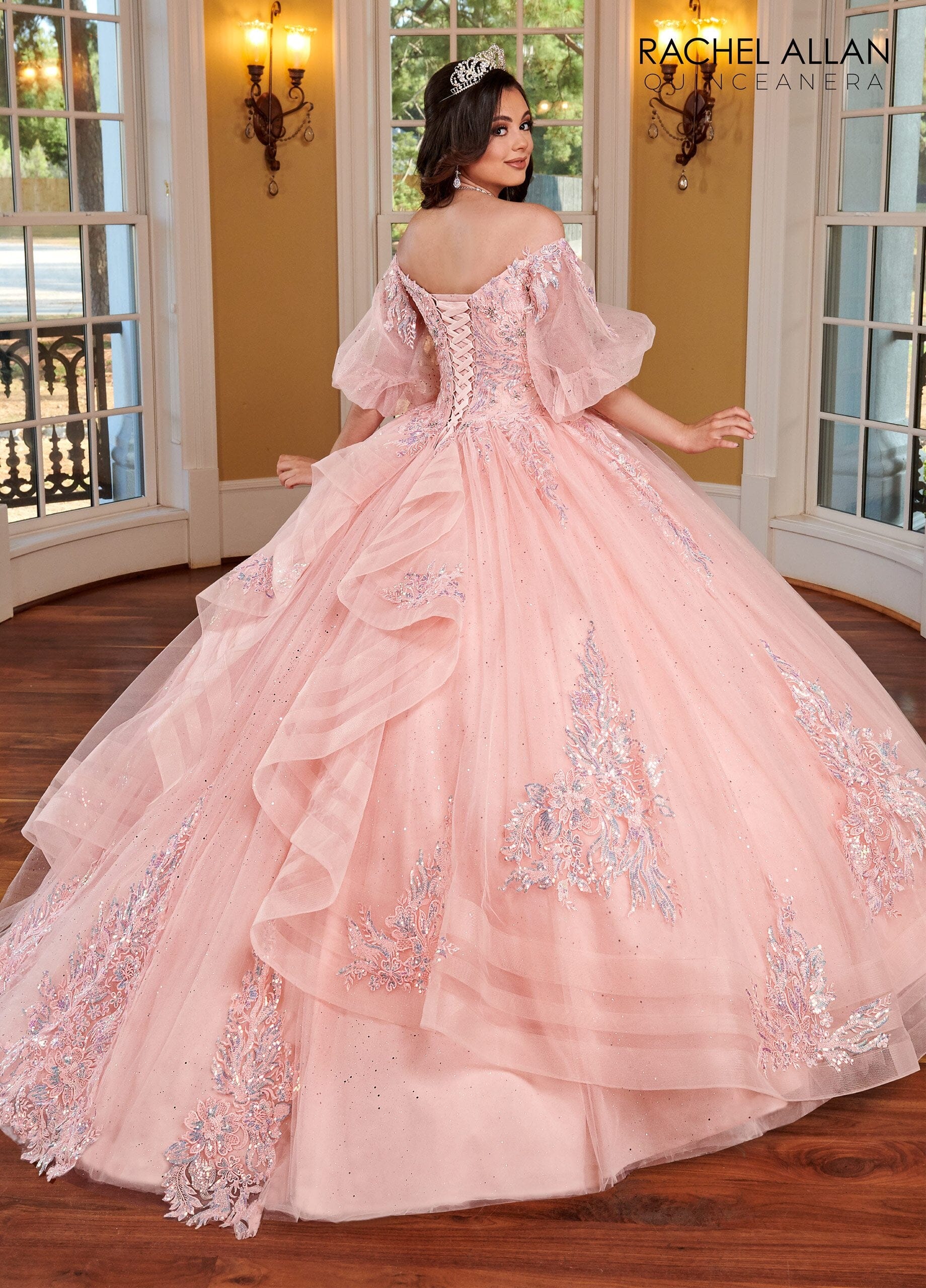 Applique Puff Sleeve Quinceanera Dress by Rachel Allan RQ1110