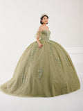 Quinceanera-Kleid mit transparentem Korsett und Applikation von Fiesta Gowns 56495