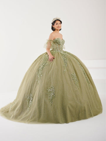 Vestido de quinceanera com espartilho transparente e aplicações da Fiesta Gowns 56495