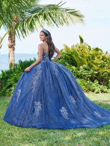 Vestido de quinceanera com espartilho transparente e aplicações da Fiesta Gowns 56495