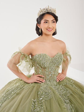Vestido de quinceanera com espartilho transparente e aplicações da Fiesta Gowns 56495