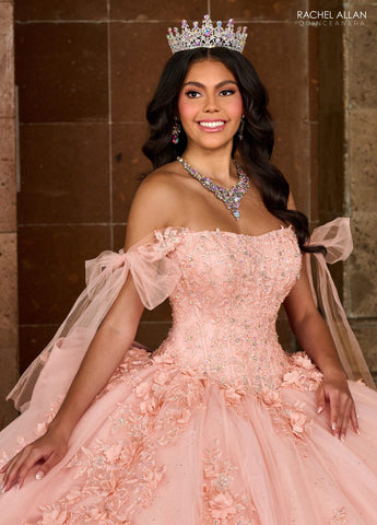 Quinceanera-Kleid mit transparentem Korsett und Applikation von Rachel Allan RQ1132