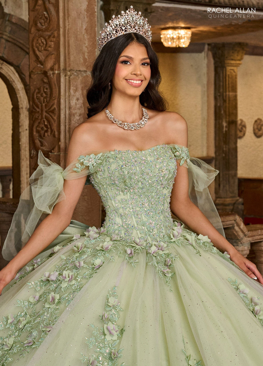 Applique Sheer Corset Quinceanera Dress by Rachel Allan RQ1132