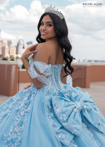 Quinceanera-Kleid mit transparentem Korsett und Applikation von Rachel Allan RQ1132