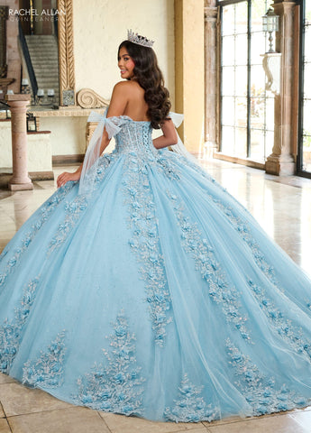 Quinceanera-Kleid mit transparentem Korsett und Applikation von Rachel Allan RQ1132
