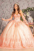 Ballkleid mit trägerlosen Glockenärmeln und Applikationen von GLS Gloria GL3235