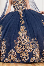 Vestido de baile com aplicações e sem alças, da Cinderela Couture 8063J