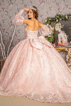 Applique Strapless Puff Sleeve Ball Gown by GLS Gloria GL3466