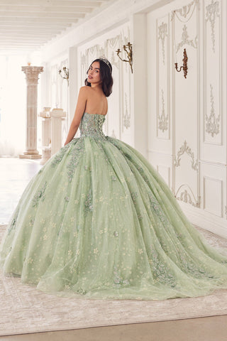 Ballkleid mit Applikationen und trägerlosen Puffärmeln von Ladivine 15722