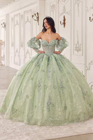 Ballkleid mit Applikationen und trägerlosen Puffärmeln von Ladivine 15722